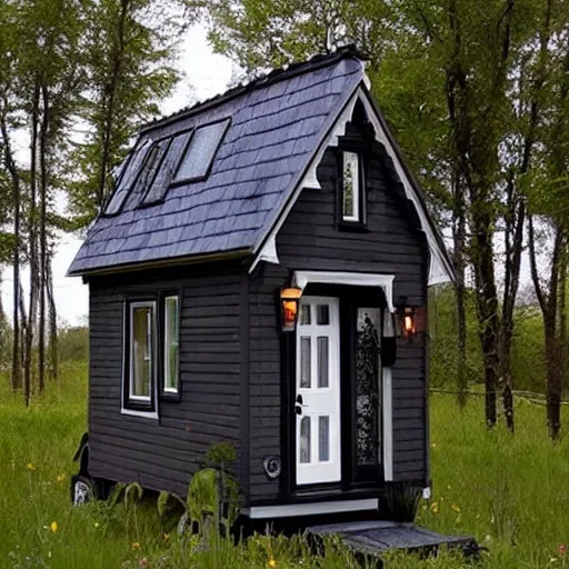 Image similar to Gothic tiny home.