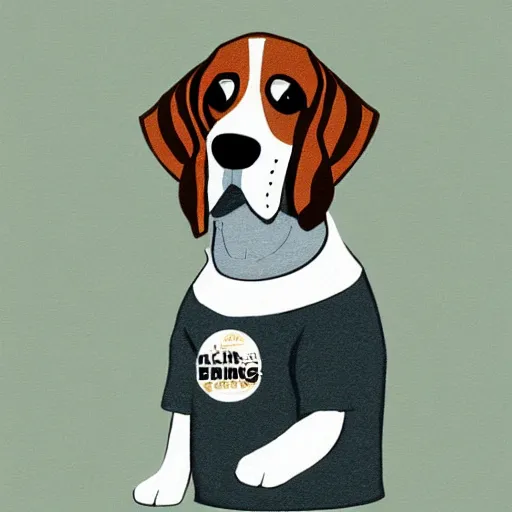 Prompt: a t shirt design of a beagle king by art germ
