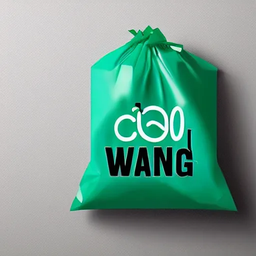 Image similar to logo for a plastic bag company called wang, fresh cool colors, trending on pinterest