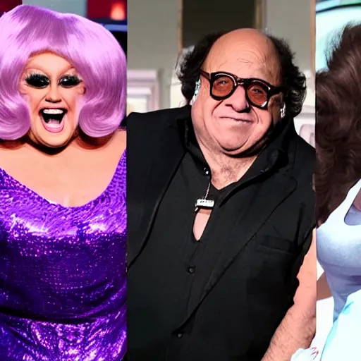 Image similar to danny devito in ru pauls drag race