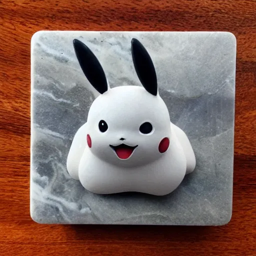 Image similar to pikachu made out of polished marble