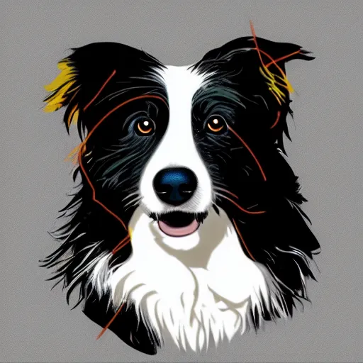 Prompt: a border collie by andy warhol, digital art, trending on artstation