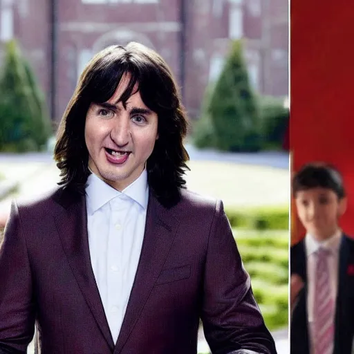 Image similar to justin trudeau as lord farquad, movie still