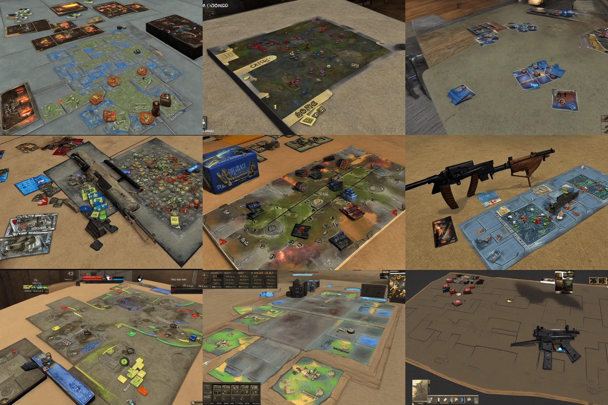 Prompt: cs go as board game, dust 2, ak47