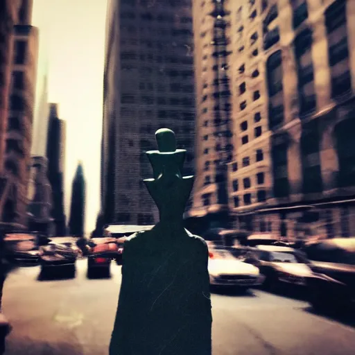 Image similar to a nyarlathotep manifested in newyork, beautiful photo, iphone 1 3, hyperealistic detailed photography, motion blur, grainy image