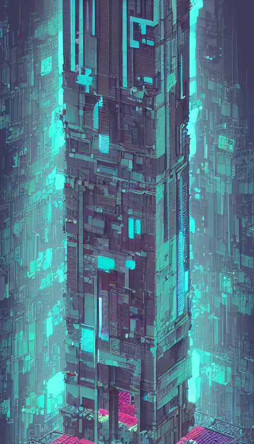 Image similar to a drawing of a building, cyberpunk art by james gilleard, behance contest winner, pixel art, voxel art, # pixelart, retrowave