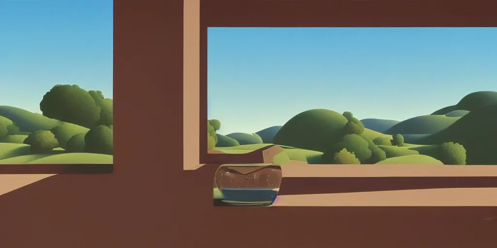 Prompt: the window, blue sky, summer evening, kenton nelson