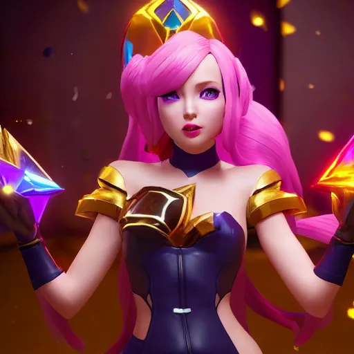 Image similar to still of pretty Lux (League of Legends) in KDA More music video. 3d render, octane render, game art, realistic, highly detailed, trending on artstation, 4k, trending on artstation, pixar, cgsociety, unreal engine 5, redshift render, trending on artstation, blender, behance, cg