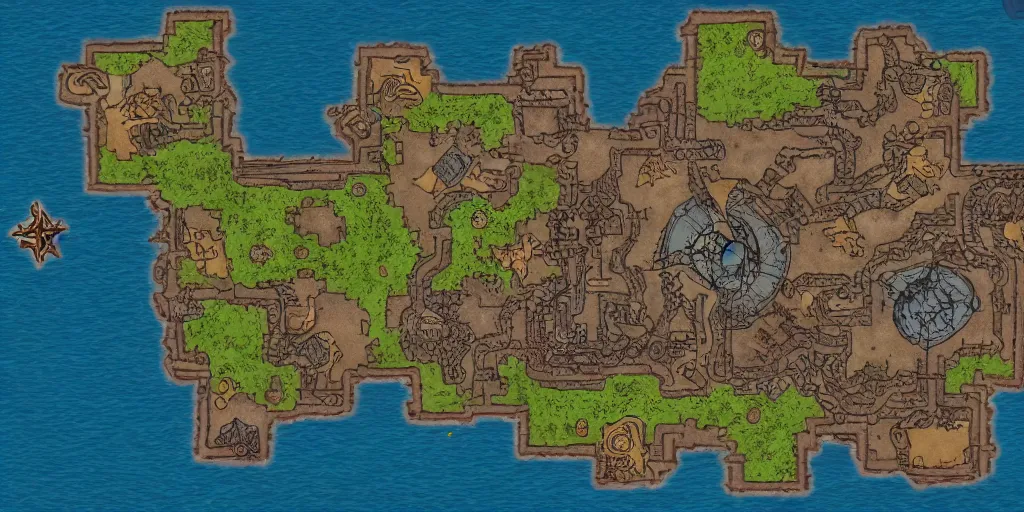 Image similar to fantasy pirate map top down view cohesive