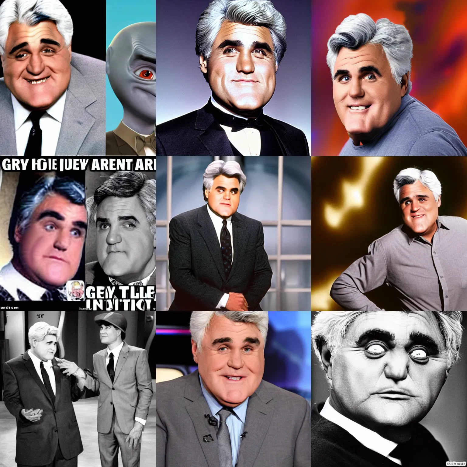 Prompt: grey alien jay leno is a grey alien