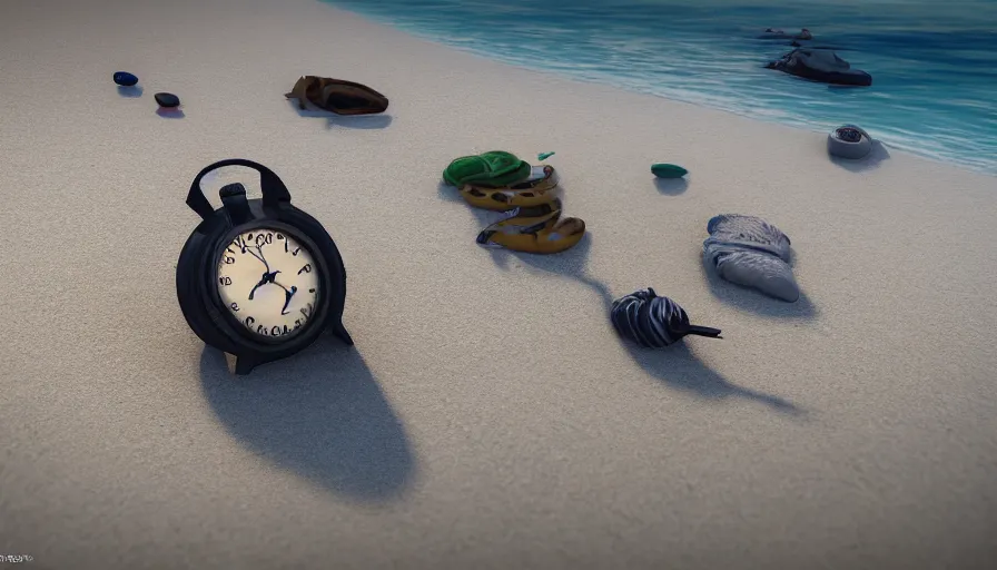 Image similar to melting clocks hanging out to dry on the beach, 8 k ultra realistic, lens flare, atmosphere, glow, detailed, intricate, full of colour, cinematic lighting, trending on artstation, 4 k, hyperrealistic, focused, extreme details, unreal engine 5, cinematic, masterpiece