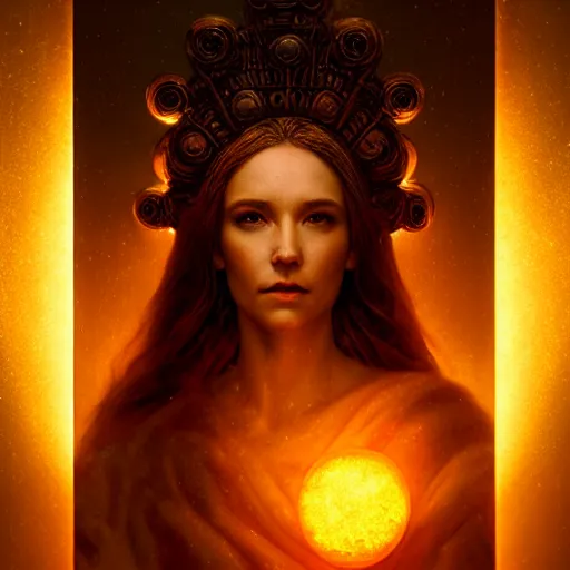 Image similar to majestic gracious deity hekate portrait, ancient greece, elysium, atmospheric lighting, painted, intricate, volumetric lighting, beautiful, rich deep colours masterpiece, golden hour, sharp focus, ultra detailed, by leesha hannigan, ross tran, thierry doizon, kai carpenter, ignacio fernandez rios