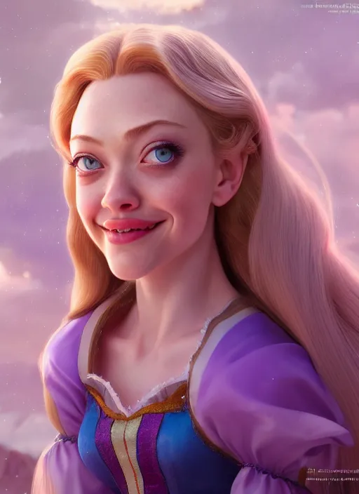 Prompt: beautiful happy amanda seyfried as the rapunzel princess, character art, art by artgerm lau and wlop and and ilya kuvshinov and john singer sargent, hyperdetailed, 8 k realistic, symmetrical, frostbite 3 engine, cryengine, dof, trending on artstation, digital art