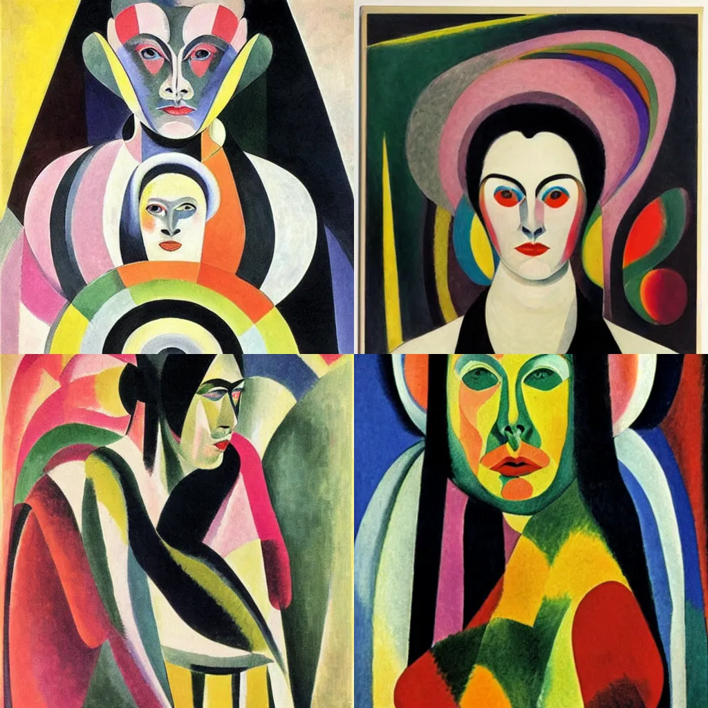 Prompt: beautiful portrait girl style sun dynasty robert sonia delaunay h. r. giger