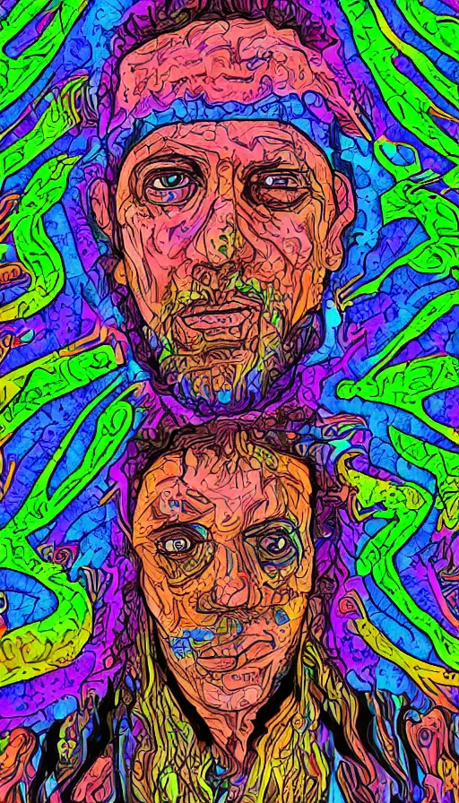 Image similar to portrait of a digital shaman, by schizophrenia patient