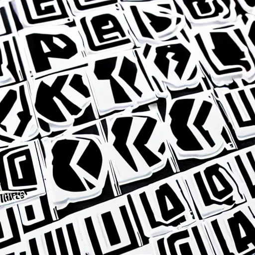 Image similar to black on white typography stickers writtern tomek in style of david rudnick, eric hu, y 2 k, brutalism