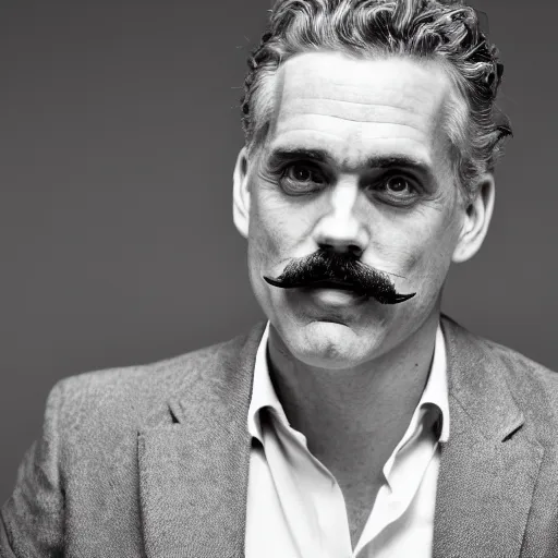 Prompt: jordan peterson with a moustache and red lipstick