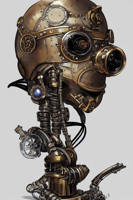 Image similar to steampunk helmet fantasy art mask robot ninja stylized digital illustration sharp focus, elegant intricate digital painting artstation concept art global illumination ray tracing advanced technology chaykin howard and campionpascale and cooke darwyn and davis jack