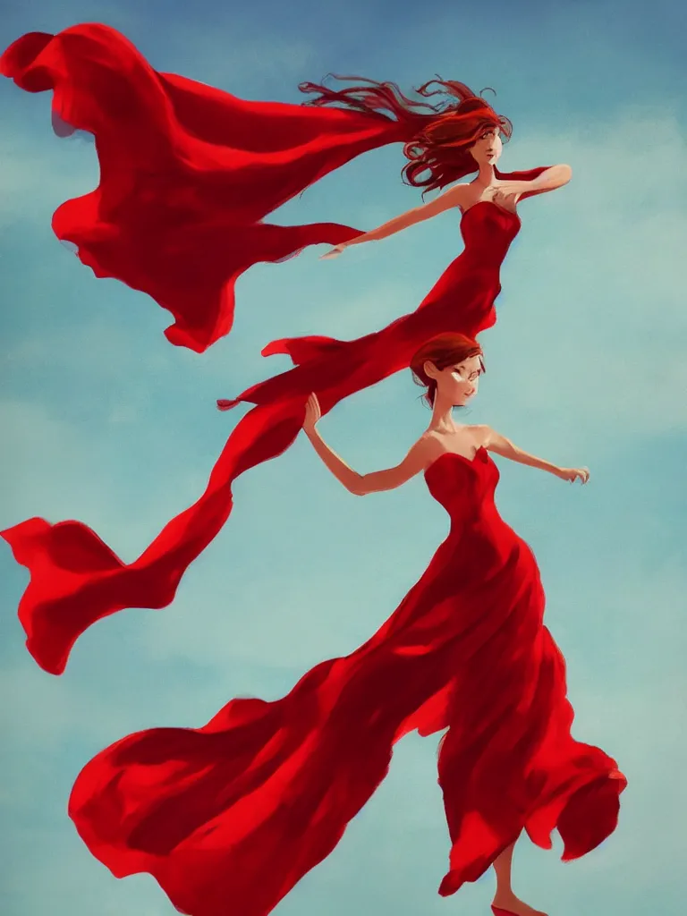 Image similar to red flowing dress on hanger swaying in the wind by disney concept artists, blunt borders, rule of thirds, golden ratio, godly light