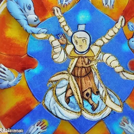 Prompt: all pray to the almighty hermitcrab religious iconography