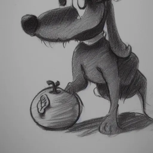 Image similar to milt kahl pencil sketch of happy mini schnauzer cartoon lady and the tramp style