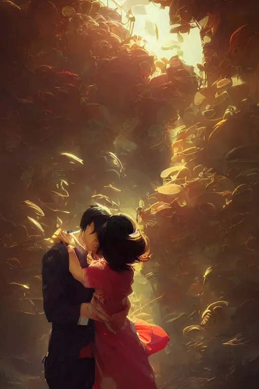 Prompt: the emotion of love, tooth wu, dan mumford, beeple, wlop, rossdraws, james jean, marc simonetti, artstation giuseppe dangelico pino and michael garmash and rob rey and greg manchess and huang guangjian and makoto shinkai