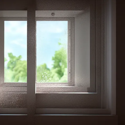 Prompt: 3 d rendered image of hand opening room window, fresh air blender 3 d keyshot unreal engine