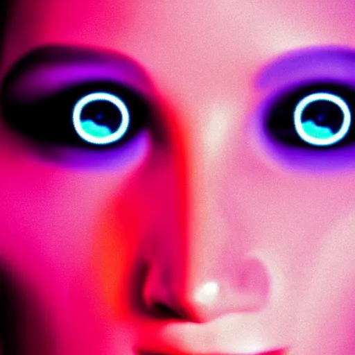 Image similar to close up detail of the face of jennifer lawrence as the bride of frankenstein, macro photography, glowing retinas, vaporwave