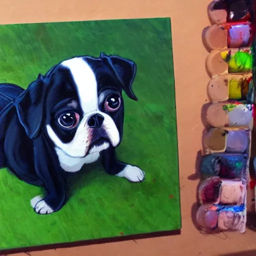 Prompt: painting of cute dog, full size, in style of studio ghibli, photorealistic