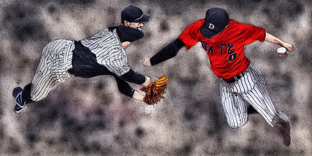 Prompt: diving baseball catch, digital art