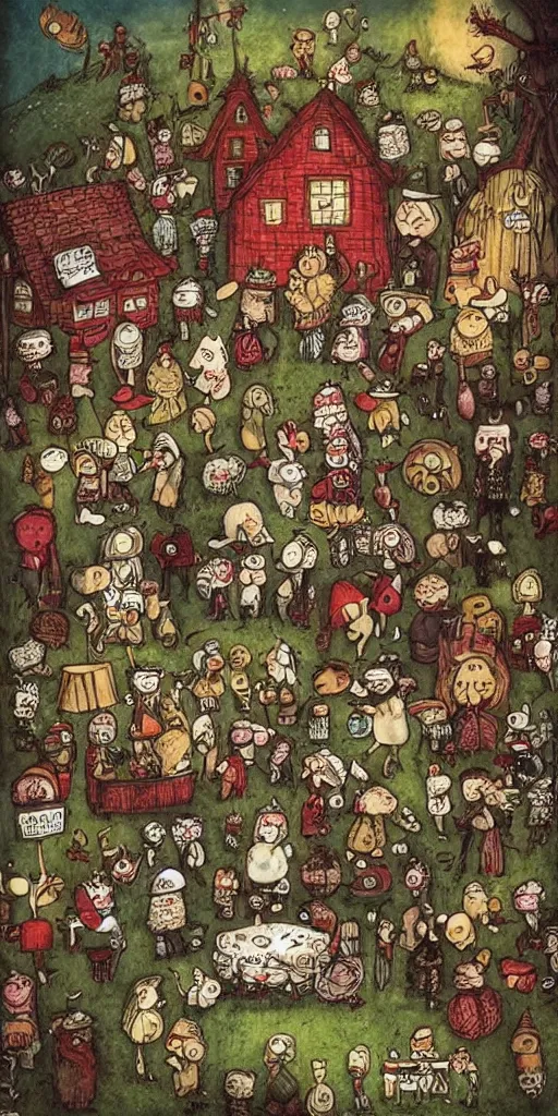 Image similar to a thanksgiving scene by alexander jansson and where's waldo