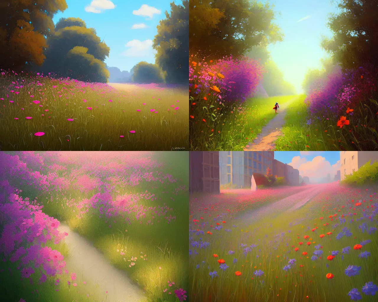 Prompt: wildflowers, sylvain sarrailh, banksy