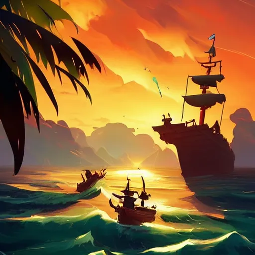 Image similar to painting treasure on sea of thieves game smooth median photoshop filter cutout vector, behance hd by jesper ejsing, by rhads, makoto shinkai and lois van baarle, ilya kuvshinov, rossdraws global illumination