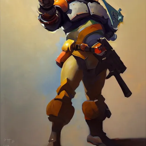 Image similar to greg manchess portrait painting of man - at - arms as overwatch character, medium shot, asymmetrical, profile picture, organic painting, sunny day, matte painting, bold shapes, hard edges, street art, trending on artstation, by huang guangjian and gil elvgren and sachin teng