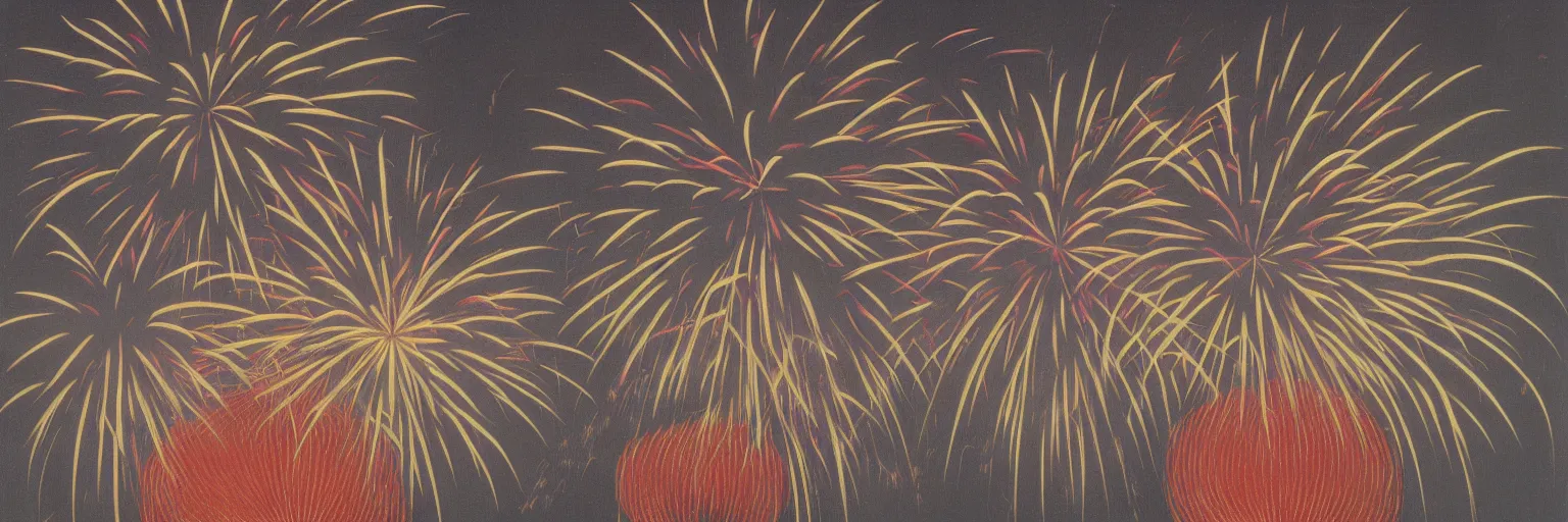 Prompt: chinese fireworks painting magritte