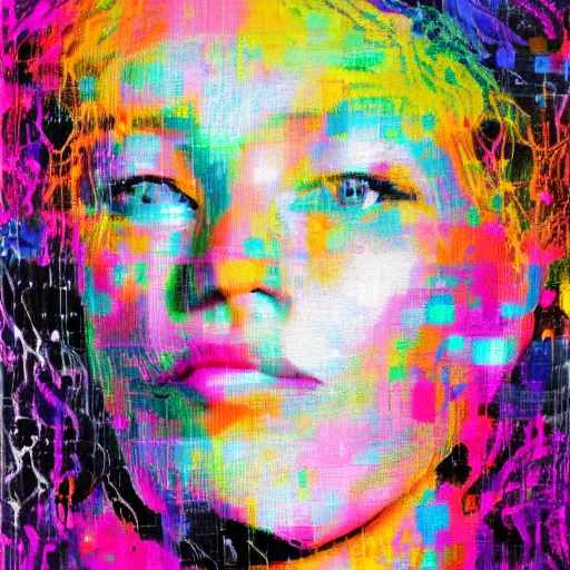 Image similar to portrait of a woman inspired by data - driven art, generative, self - confidence, electrons, coding