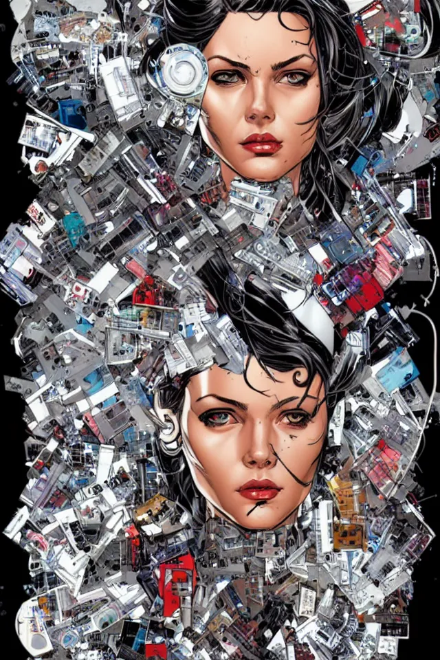 Image similar to a portrait of a beautiful cybernetically enhanced woman, by marvel comics and sandra chevrier