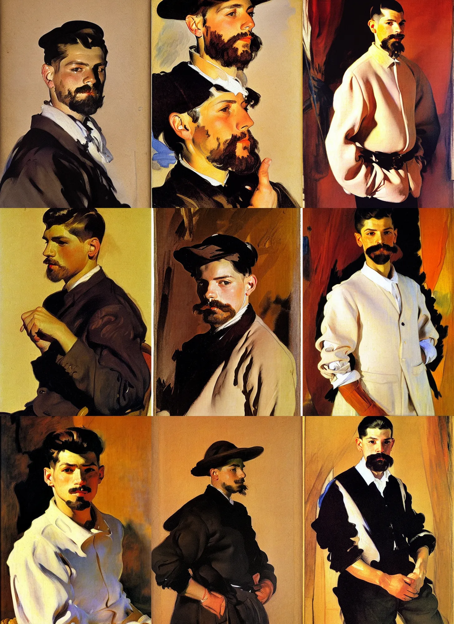 Prompt: portrait of a young man, illustrated by joaquin sorolla and diego velazquez and ricardo sanz