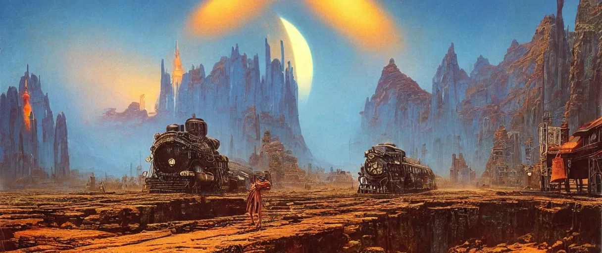 Prompt: 👽 🚉 💰 🛤 ⛪️ 🌴, Bruce Pennington