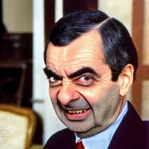 Prompt: Mr Bean elected as the president of the United States, 1980 colour photo