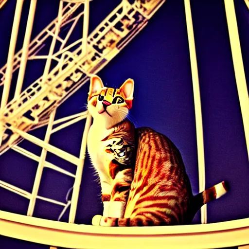 Image similar to !!! cat!!!, ( ferris wheel ), feline, sitting, riding, award winning photo