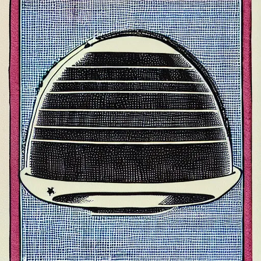 Image similar to a risograph of a ufo