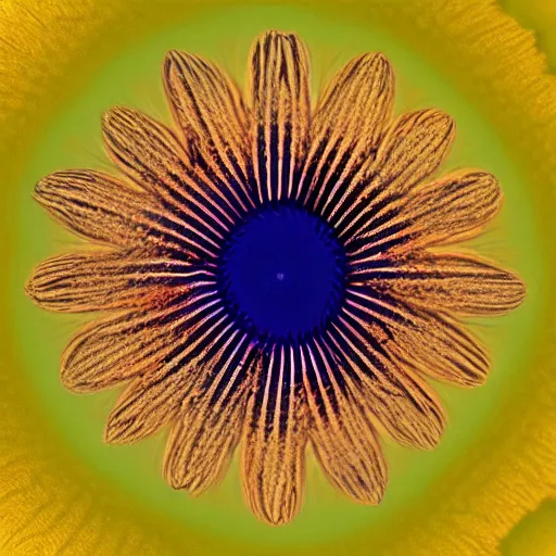 Image similar to dark field microscopy photograph of a diatom at 1 0 0 x symmetrical, beautiful colours