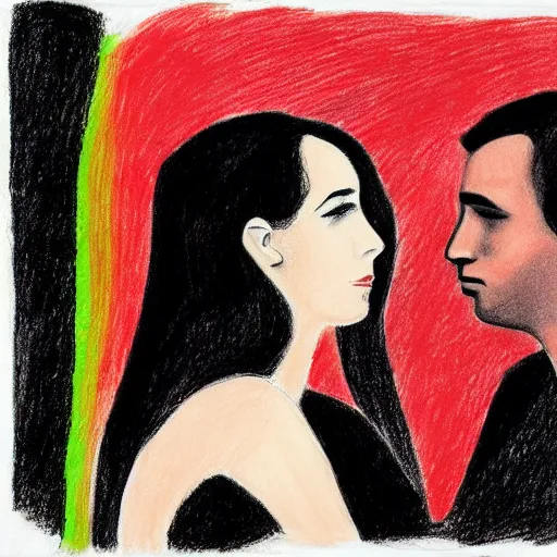 Image similar to a drawing of a man and a woman in the style of jarek puczel