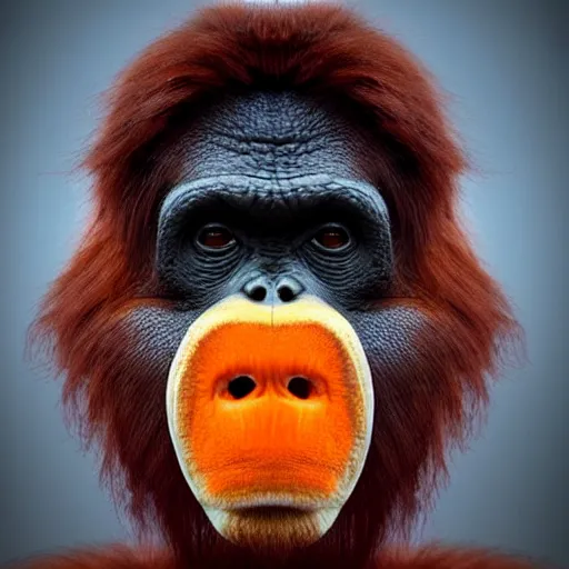 Prompt: Orange with Orangutan face