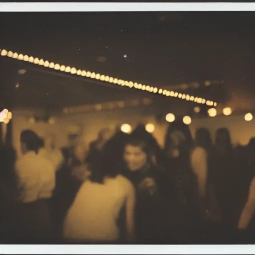 Image similar to Polaroid photograph of a busy dance floor at night