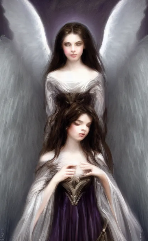 Image similar to Angel knight gothic girl. By Konstantin Razumov, Fractal flame, chiaroscuro, highly detailded