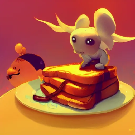 Image similar to my french toast got up and walked away, cute pixar character, volumetric lighting, dynamic composition, fantasy, hyper detailed, ultra realistic, sharp focus, octane render, concept art by sachin teng and sergey kolesov and ruan jia and heng z