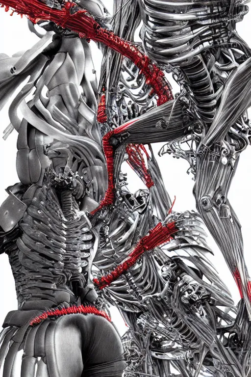 Prompt: biomechanical life enhanced using nanosuits with crysis - type muscle under the armor plating, at dusk, a color cover illustration by tsutomu nihei, tetsuo hara and katsuhiro otomo