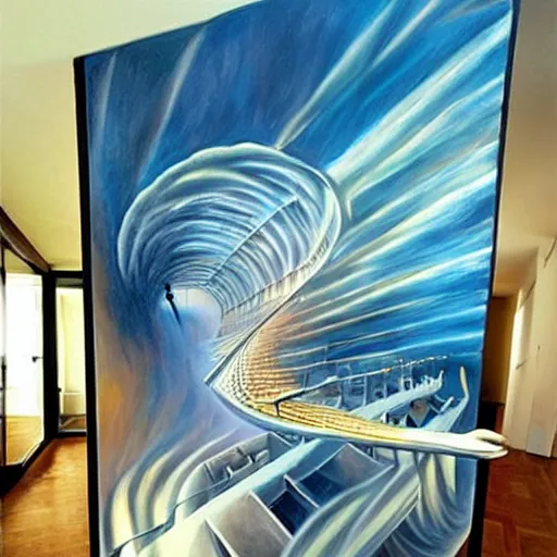 Image similar to the infinite hotel, Mind-Blowing Illusion Painting by Tomek Sętowski